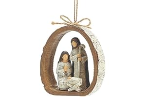 BURTON+BURTON Burton & Burton 9728076 Birch Bark Ring Resin Holy Family Resin Ornament, each, Multicolor