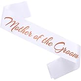 HUBEISIYU Mother of the Groom Sash, Funny Bachelor Sashes for Engagement Gift Idea Wedding Party Decorations Bachelorette Party Supplies, White + Rose Gold(Mother of the Groom)