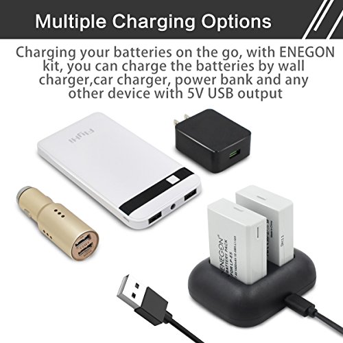 LP-E5 ENEGON Replacement Battery (2-Pack) and Rapid Dual Charger for Canon LP-E5 and Canon EOS Rebel XS, Rebel T1i, Rebel XSi, 1000D, 500D, 450D, Kiss X3, KissX2, KissF (100% Compatible with Original) - Thumbnail 3