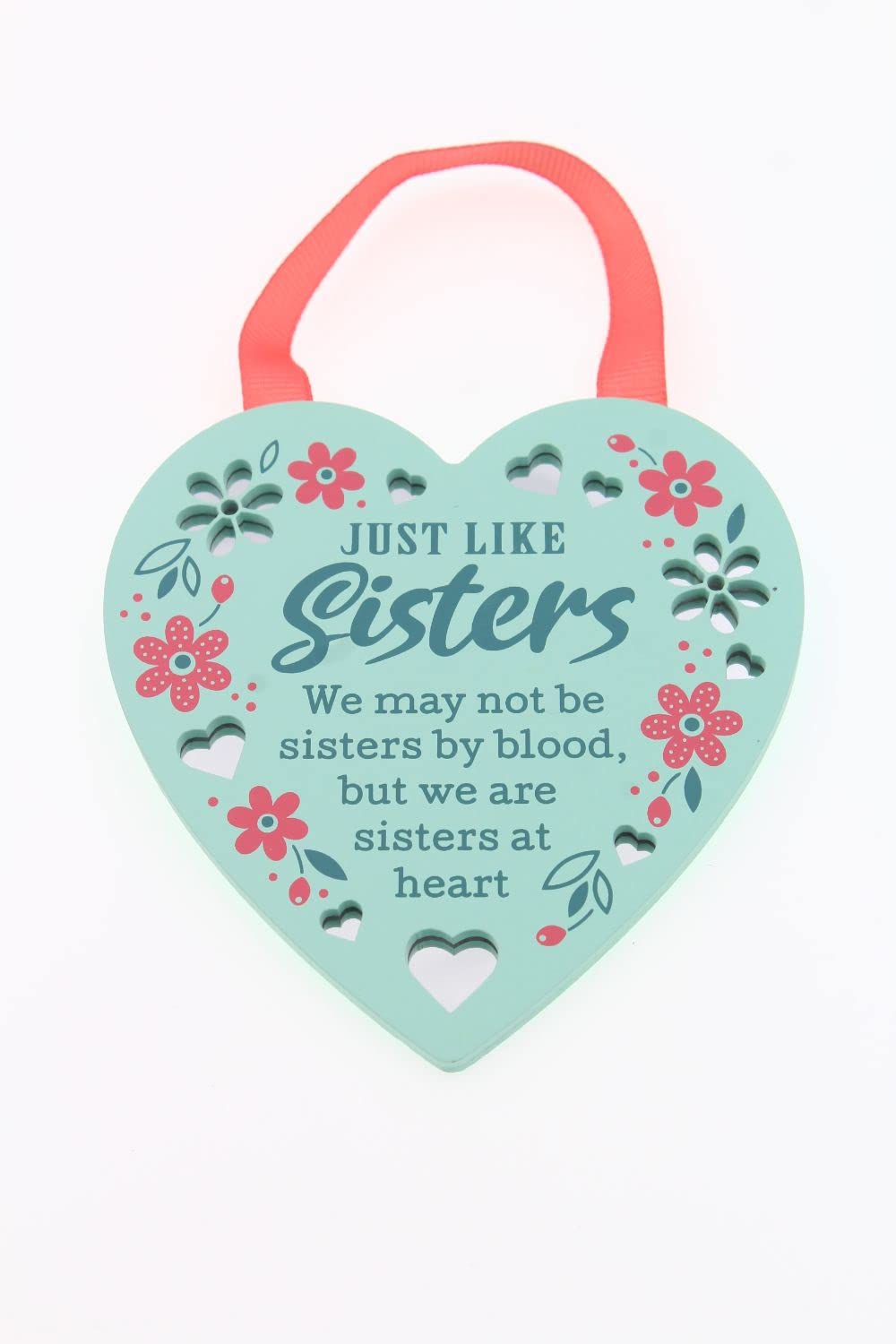 Just Like Sisters Reflective Words Hanging Plaque with Ribbon Wooden Hanger Gift 00200040014