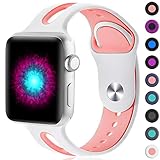 Haveda Sport Bands Compatible for Apple Watch 38mm/40mm, Soft Silicone Sport Strap Bands for Apple Watch, iWatch Series 4/3/2/1, Women Men Kids 38mm/40mm S/M White/Pink