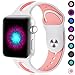 Haveda Sport Bands Compatible for Apple Watch 38mm/40mm, Soft Silicone Sport Strap Bands for Apple Watch, iWatch Series 4/3/2/1,Women Men Kids 38mm/40mm S/M White/Pink