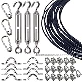 kjxxkj Stainless Steel Globe Lights Kit,String Light Suspension Kit,Outdoor Light Guide Wire,Includ 150 FT Wire Rope Cable,Turnbuckle and Hooks
