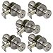 5 Pack of Pro-Grade Classic Privacy Bed Bathroom Door Knobs Handles, Satin Nickel