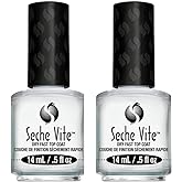 Seche Vite Dry Fast Top Coat for Nail Polish &amp; Manicure 0.5 fl oz, 2 Pack | Fast-Drying Formula, Clear Protective Lacquer Layer, Protects Manicures and Pedicures from Chipping for Smooth Glossy Finish