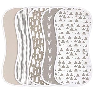 Burp Cloths for Baby Boys and Girls – 5 Pack Combed Cotton Baby Burp Set, Extra Absorbent & Soft Burping Cloth, Burp…