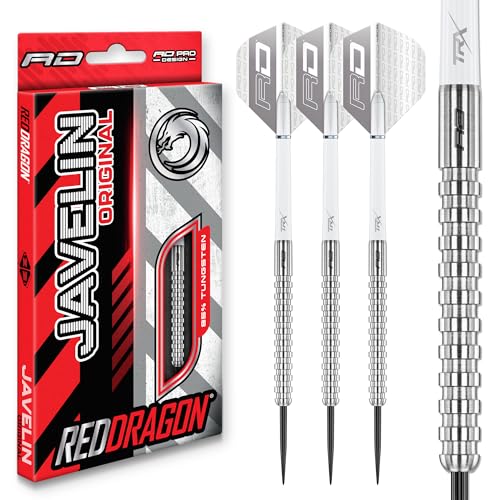 RED DRAGON Darts - Javelin 24g Steeldarts | Originalserie Dart Set – 85% Tungsten Dartpfeile – Profi Dart Pfeile inkl. Dartflüge & Dartschäfte