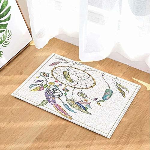 FEIYANG Art Deco Feather Totem Bathroom carpet anti-slip door mat floor entrance outdoor indoor front door mat children bathroom mat 60X40CM bathroom accessories