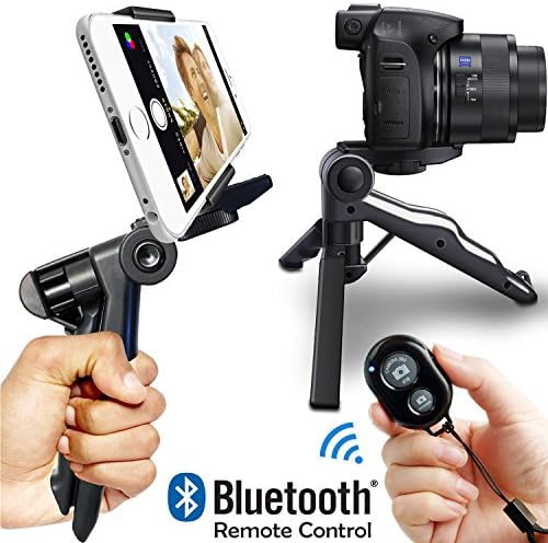 PiuQ 3-In-1 Mini Tripod Bundle, Mini Table Top Tripod 1/4 Screw set, Universal Phone Mount Holder, Bluetooth Remote Shutter for Apple iPhone Samsung LG Android Smartphones DSLR DC Camera Videocam
