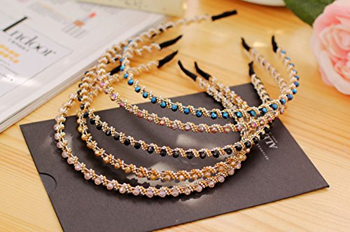 Casualfashion 4Pcs Bling Rhinestone Hair Hoop Band Crystal Beaded Headband for Women