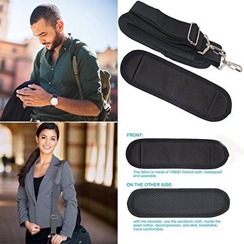 JAKAGO 150cm Universal Replacement Shoulder Straps Padded Adjustable Bag Straps with Metal Swivel Hooks and Non-Slip Pad for Duffel Bag Laptop Briefcase Violin Bag Camera Travel Bag (Black) - Thumbnail 2