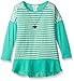 BTween Big Girls' 3/4 Sleeve Striped Top with Shoulder Chiffon Hem and Necklace