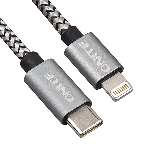 USB Type C to Lighting Cable, Onite Durable Nylon Braided Cord for Connecting, Charging or Transmission Data from USB C Computer Tablet Smartphone Powerbank Charger to Apple ipone ipad, 2-Pack