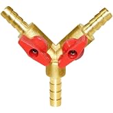 Joywayus 3/8" Hose Barb, Y shaped Type 3 way Union Intersection/Split Brass Shut off Ball Valve Fitting