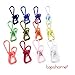 Wire Clip Holders, Stainless Steel, 1 Assorted Colors Clothesline, Utility Clips and Hook with soft coated, Windproof Pins clip for Launtry, Beach, Book and Towel, By Topshome (16pcs. Random)