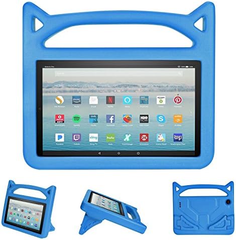 Fire HD 8 2017/Fire HD 8 2016 Kids Case - Gogoing Light Weight Shockproof Cartoon Cover with Carrying Handle Stand Protector for New Amazon Fire 8 Tablet (2017/2016 Release) Blue