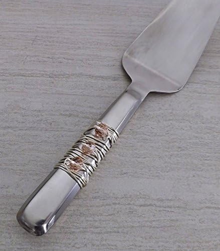 Pink Beaded Silver Wire Cake Pie Server