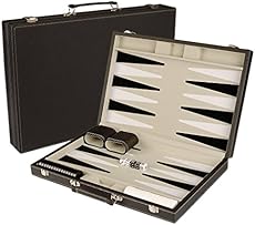 17” Classic Leatherette Backgammon Game Set with Board / Travel Case