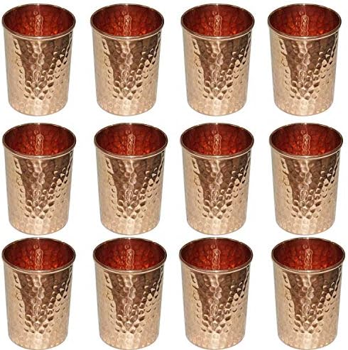 HarLen Pack of 100 Hammered Copper Tumbler Water Glasses for Ayurveda Health Benefits 250 ML