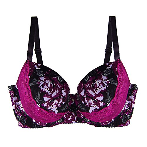 MIERSIDE Women's Red/Purple Plus Size Sexy Printing Demi Bra - Sexy GXLingerie For Latest 