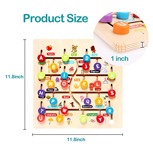 Montessori ABC Alphabet Game Toys for Toddlers Kids - Wooden Puzzle Learning Toys - Early Developmental Activity Encourages Fine Motor Skills and Color Recognition for Babies Ages 1 2 3 4 Years Old - Thumbnail 6