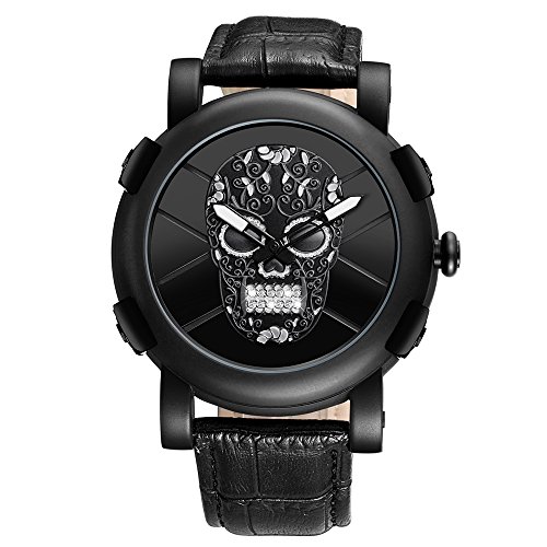 Skull Watch Waterproof Casual Analog Watches Clearance Genuine Leather Mens Sport Watches Halloween Gifts Relogio Masculino