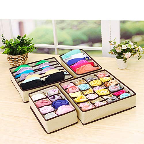Foldable Underwear Storage Organizer for Bra Sock, Underwear Sock Drawer Closet Organizer, 4 Set - Thumbnail 3