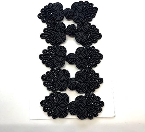 Five Pairs of Bead Chinese Frogs fasteners closure buttons in Black, Available in 12 Colors.
