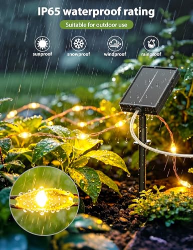 Giliwosy Guirnaldas Luces Exterior Solar 2 Packs, 15+2M 150 LED Luces Solares LED Exterior Jardín, 8 Modos IP65 Impermeable Blanco Cálido Cadena Luces LED para Jardin, Terraza, Árbol, Bodas, Fiestas