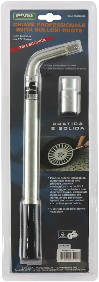 CORA 000120026 Telescopic Wheel Nut Wrench, 17-19, Chrome - Image 4
