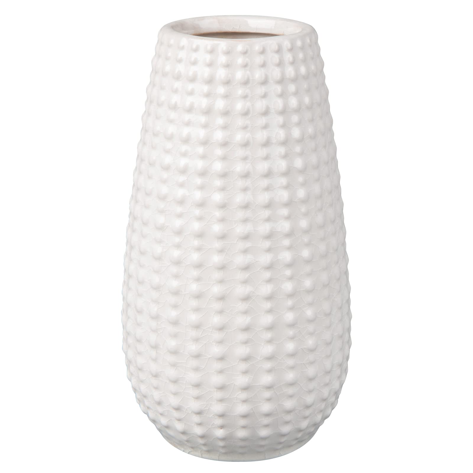 Ceramic Vase for Flowers Modern White Flower Vase 23CM Decorative Vase for Pampas Grass Beaded Design Handmade Pottery Vases Gift for Home Living Room Bedroom Desk Aesthetic Room Boho Decoration