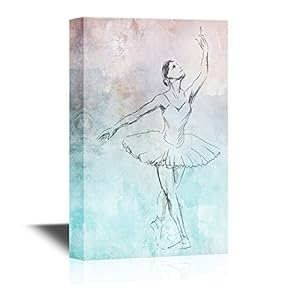 Canvas Wall Art - Drawing of a Graceful Ballet Dancer - Gallery Wrap Modern Home Art | Ready to Hang - 12x18 inches