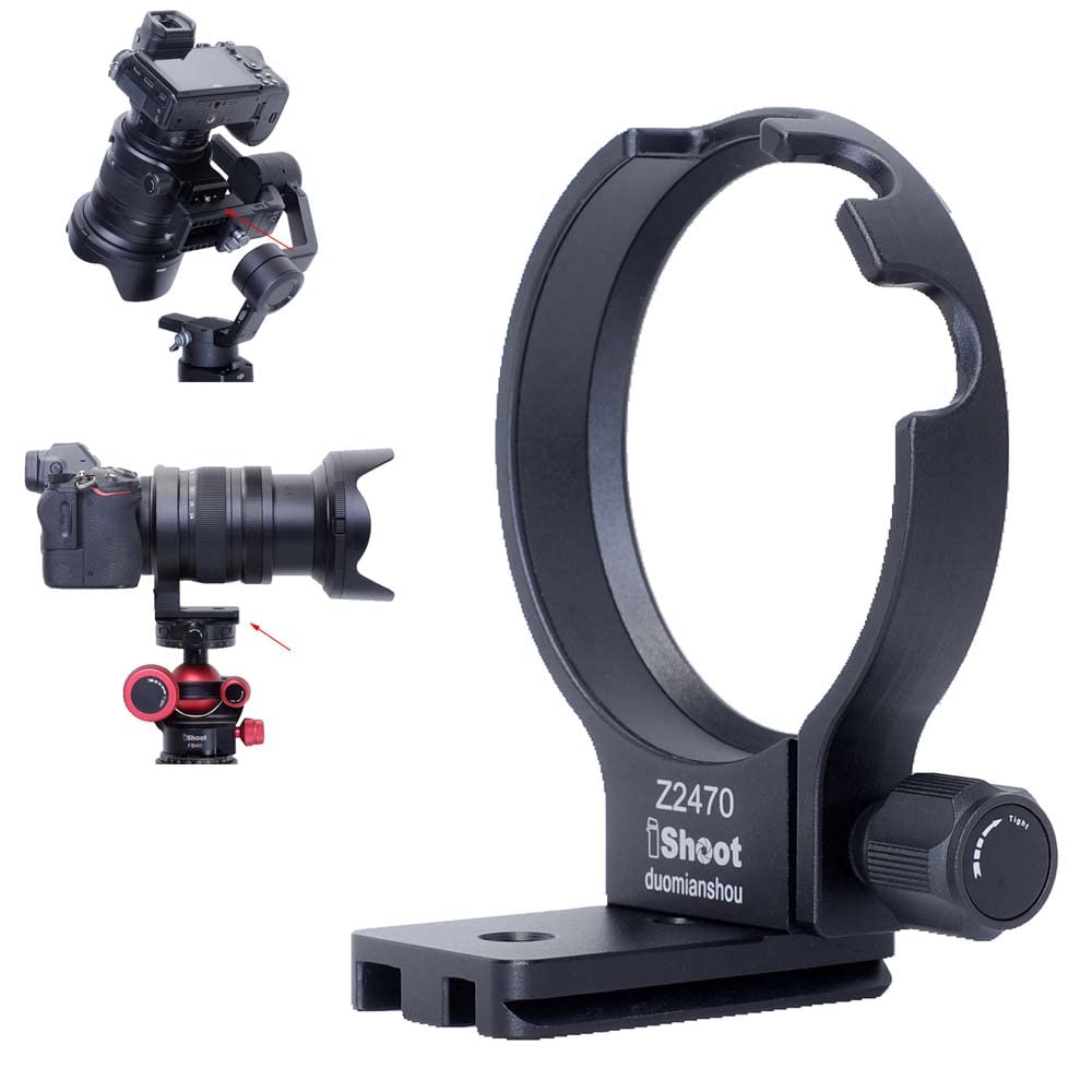 iShoot CNC Metal Tripod Mount Ring Lens Collar Compatible with Nikon Nikkor Z 24-70mm f/2.8 S, Lens Support Holder Bracket Bottom is Arca-Swiss Fit Quick Release Plate Dovetail Groove