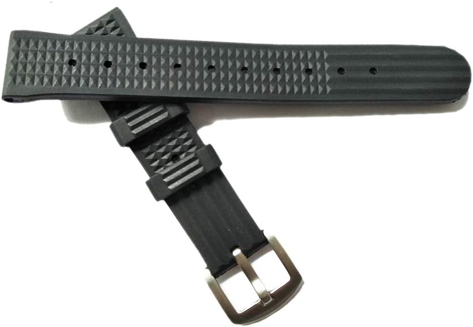 Hima 20 22mm Watch Strap Silicone Quick Release Soft Rubber Replacement Black Watch Band for Men and Women Rubber Waffle Strap Suitable for Seiko TIMEX MIDO CASIO Citizen Watch