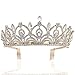Sppry Women Tiara with Comb - Queen Crystal Crown for Bridal Girls at Wedding Prom Birthday Party, Gold