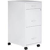 NuSparc Mobile 3 Drawer Locking Filing Cabinet | Pre-Assembled Steel Construction | Space-Saving Design is Perfect for Home and Small Office | Letter-Size | Assembled in North America