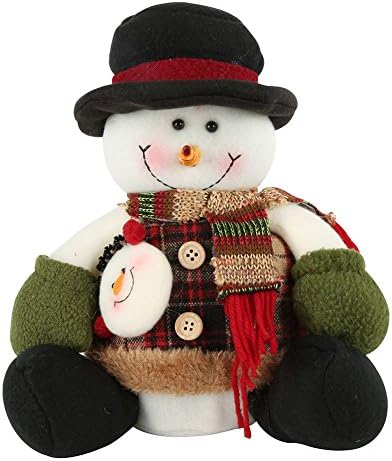 Infinal Christmas Decorations Santa Claus/Snowman/Elk Flannel Toy Doll Christmas Party Decor Ornaments Table Fireplace Shelf Window Sitter Figurine Decoration Christmas Gifts Presents
