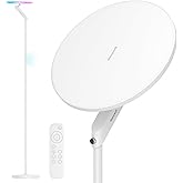 Honeywell 3000LM LED Floor Lamp, Torchiere Floor Lamps with Remote Control, F2 Sunturalux™ 40W Eye-Caring Reading Light, 2700-5000K 6 RGB Modes RGB Standing Lamp for Bedroom Living Room Office White