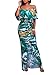 Women Summer Sexy Casual Split Floral Print Off Shoulder Bodycon Cocktail Party Long Maxi Dress