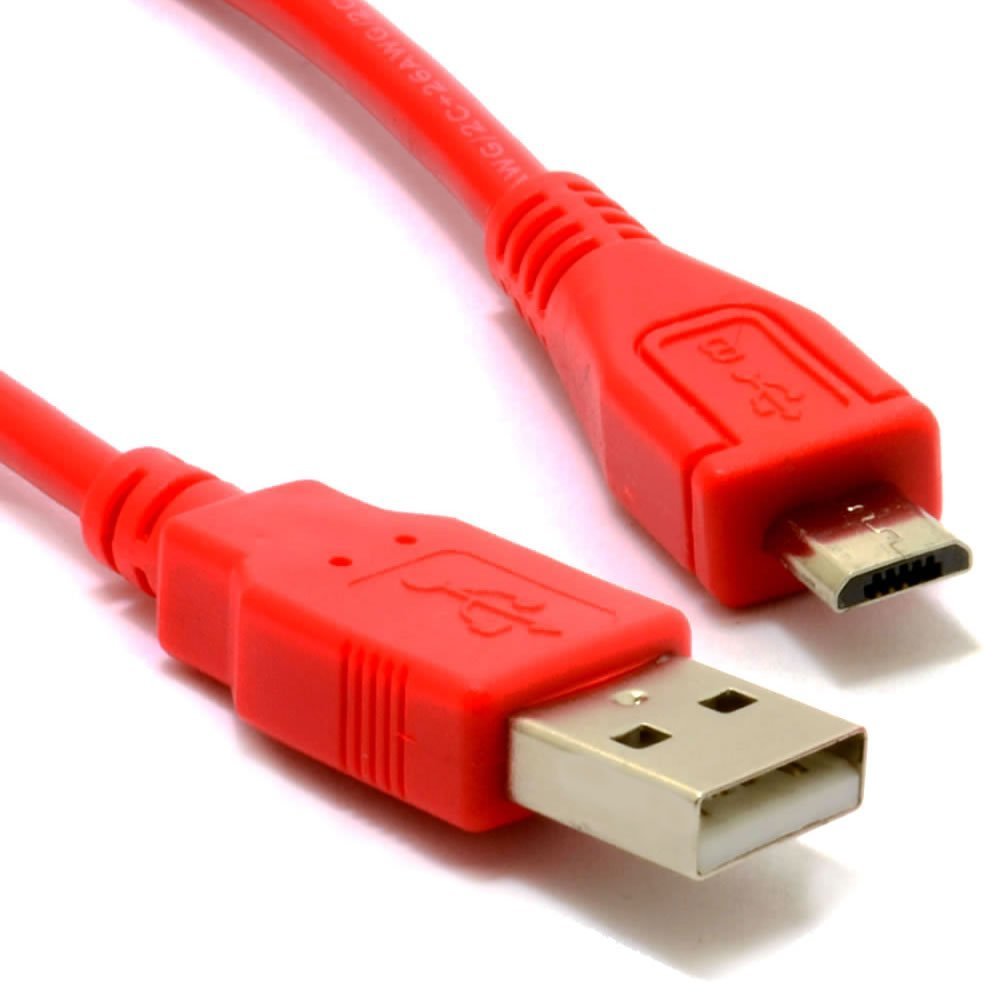 GIGAFOX® USB Sync Cable, Charging Cable, Data Cable (Micro USB) 1m, Red for JBL Charge 2, Wireless Bluetooth, Portable Stereo Speakers