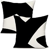 KAIOUS Black and Beige Pillow Covers, Black Beige Cream Decorative Throw Pillow Covers Cushion Cases for Couch Sofa Bed Living Room Bedroom Car 18x18 Inches Set of 2