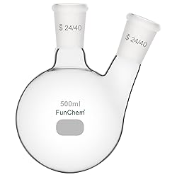 FunChem Glass Round Bottom Flask 24/40, 2 Neck