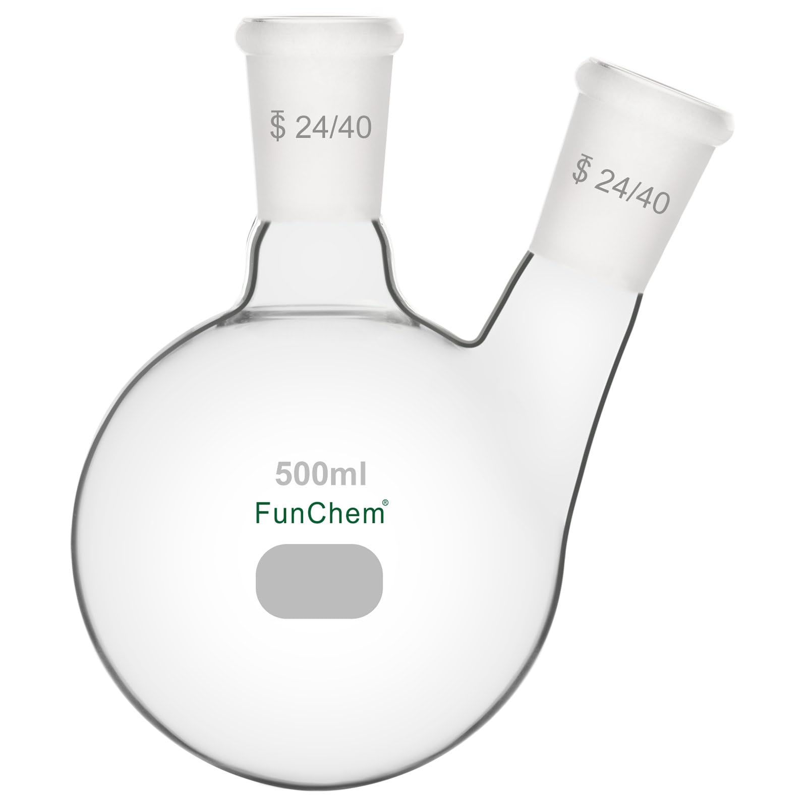 FunChem Glass Round Bottom Flask 24/40, 2 Neck