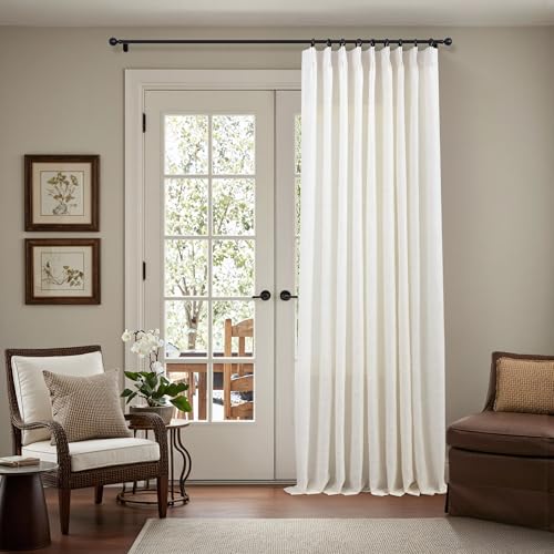 Natural Cream Pinch Pleated Linen Curtains Long