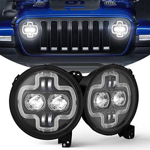 9" Round LED Headlights With Halo Ring For Jeep Wrangler JL/JLU & Gladiator 2018-2023