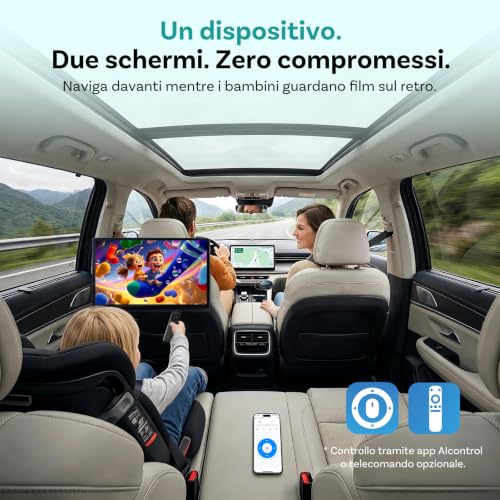 OTTOCAST P3 Pro AI Box, Adattatore CarPlay wireless e Android Auto, 8+128GB | 3 in 1 OttoAibox con Android 13, Uscita HDMI, Download di app, Schermo diviso, Nano-SIM, Cloud SIM e supporto MicroSD