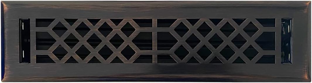 Registers, Grilles & Vents - Empire Register Co, Vent Cover - 2x12 inch, Antique Style Design, Oil Rubbed Bronze Finish, Heavy Duty Floor Vent Covers, Metal Damper Attached. Vent Covers for Home Floor only.