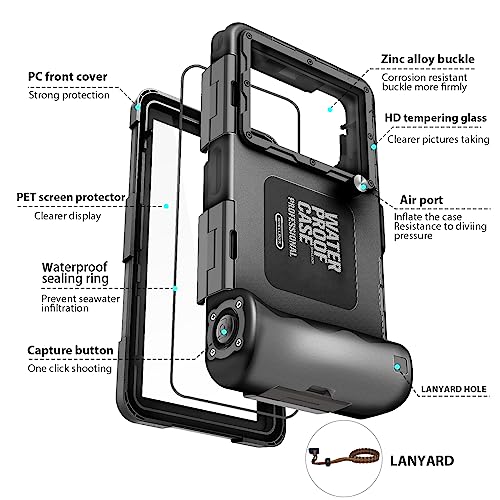 Waterproof Smartphone Case IPX8 Waterproof Mobile Phone Holder 15 m Underwater Compatible for iPhone 17 Air 16e 16 15 Plus 17 16 15 Pro 17 16 15 14 Pro Max Samsung S25 S24