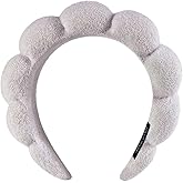 AOENJIE Spa Headbands for Washing Face or Makeup, Sponge Bubble Skincare Headbands, Puffy Terry Cloth Hairband for Women, Skin Care Makeup Headwear Hair Accessories for Girls(Gray)