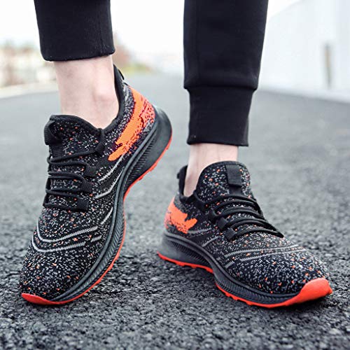 DondPO Mens Athletic Breathable Sneakers Fashion Running Shoes Light Tennis Zapatos Footwear for Men Walking Workout Orange